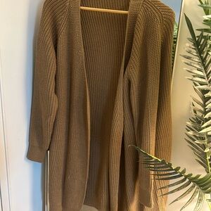 Cozy Tan Open-Front Cardigan